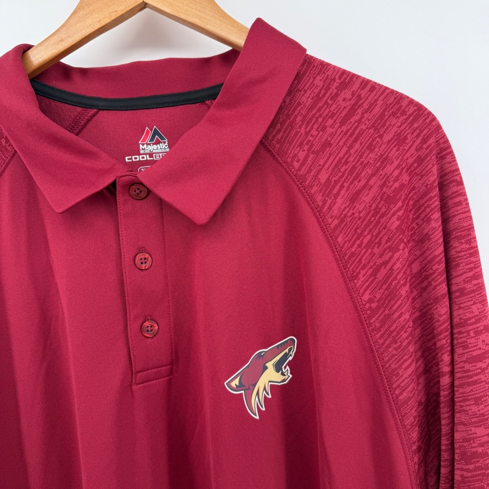 Majestic Arizona Coyotes Polo Shirt Mens 3XL Red Cool Base NHL Hockey New